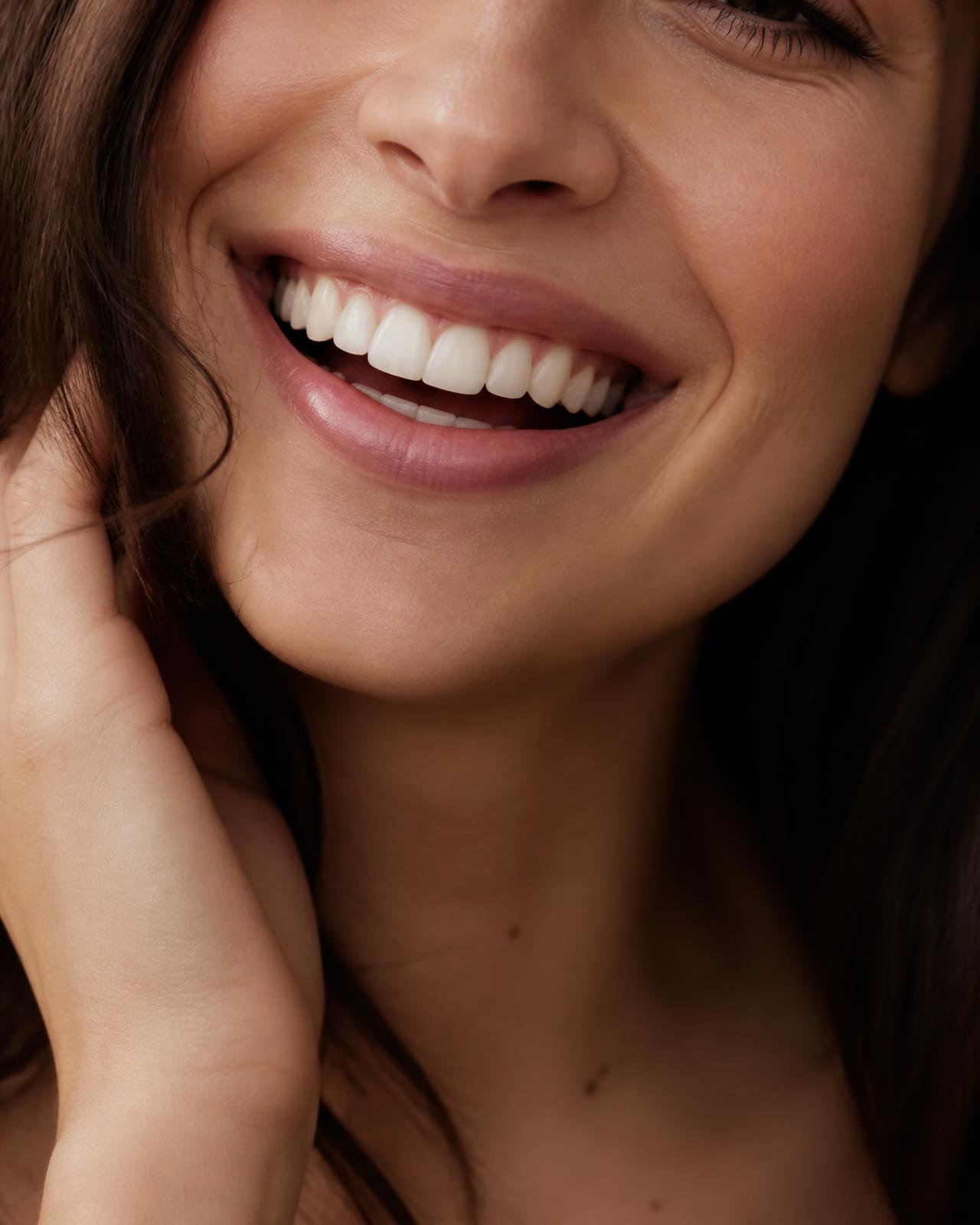 Close-up of a bright, natural cosmetic smile